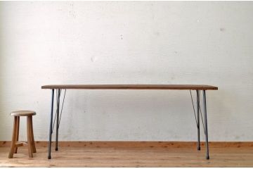 アンティーク家具　☆古い一枚板の鉄脚テーブル1　(机、作業台)