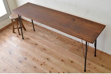 アンティーク家具　☆古い一枚板の鉄脚テーブル1　(机、作業台)