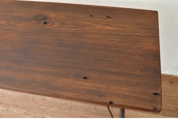 アンティーク家具　☆古い一枚板の鉄脚テーブル1　(机、作業台)