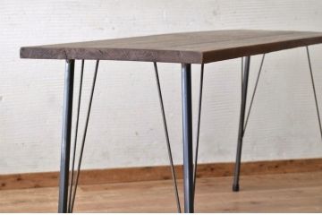 アンティーク家具　☆古い一枚板の鉄脚テーブル1　(机、作業台)