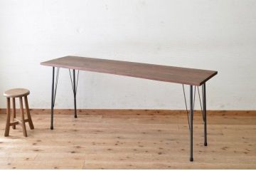アンティーク家具　☆古い一枚板の鉄脚テーブル1　(机、作業台)