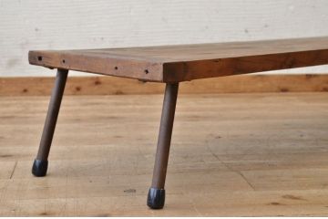 アンティーク家具　★天板一枚板鉄脚アンティークローテーブル5(机)