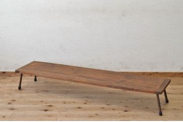 アンティーク家具　★天板一枚板鉄脚アンティークローテーブル5(机)