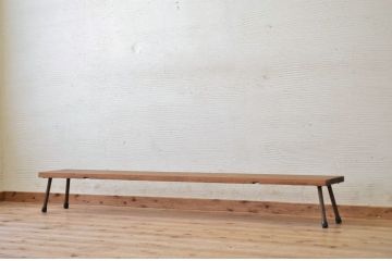 アンティーク家具　★天板一枚板鉄脚アンティークローテーブル10(机)