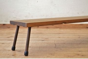 アンティーク家具　★天板一枚板鉄脚アンティークローテーブル10(机)