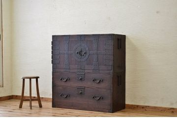 アンティーク家具　☆古民具　骨董　江戸期観音開き時代箪笥