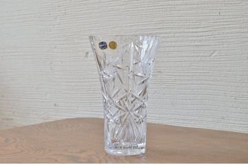 アンティーク雑貨　ボヘミヤクリスタル花瓶未使用(フラワーベース)
