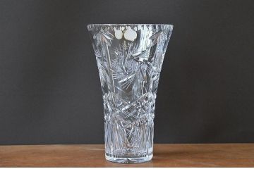 アンティーク雑貨　ボヘミヤクリスタル花瓶未使用(フラワーベース)