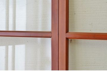和製アンティーク　特注品!漆塗りの上質な高級ガラス戸2枚セット
