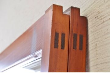 和製アンティーク　特注品!漆塗りの上質な高級ガラス戸2枚セット