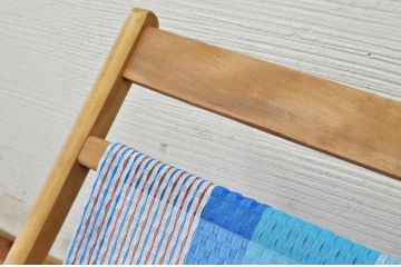 アンティーク家具　古い木味の折り畳み式アンティークデッキチェア