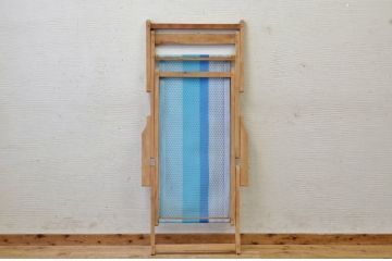 アンティーク家具　古い木味の折り畳み式アンティークデッキチェア