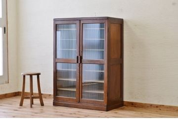 アンティーク家具　珍品!モールガラスアンティークシャツケース(収納棚、引き出し)