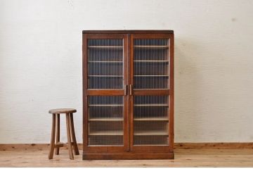 アンティーク家具　珍品!モールガラスアンティークシャツケース(収納棚、引き出し)