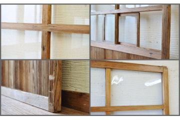 ★珍品!古い木味の小窓付き引き戸1枚2