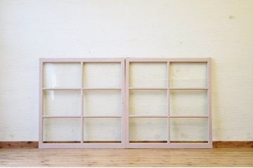 古い学校のペイント引き戸2枚セット3(窓)
