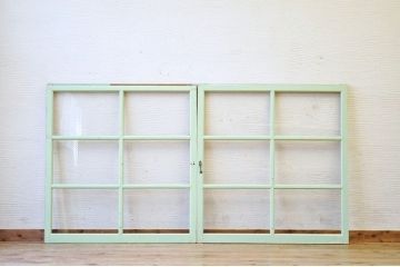 古い学校のペイント引き戸2枚セット3(窓)
