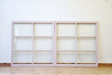 古い学校のペイント引き戸2枚セット4(窓)