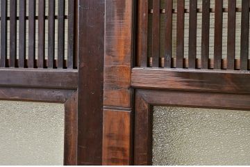 古民具　骨董　腰板欅の味わい深い格子戸4枚セット