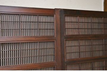 古民具　骨董　腰板欅の味わい深い格子戸4枚セット