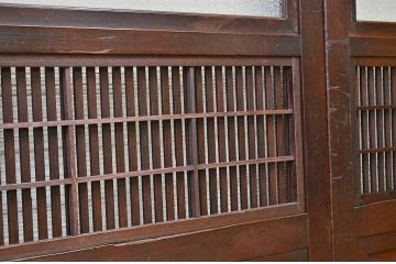 古民具　骨董　腰板欅の味わい深い格子戸4枚セット