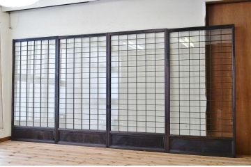 古民具　骨董　ガラス格子戸4枚セット(ガラス戸)