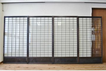 古民具　骨董　ガラス格子戸4枚セット(ガラス戸)