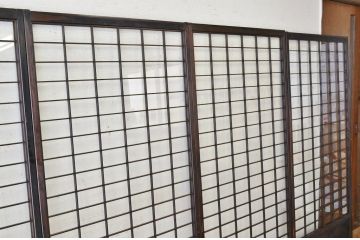 古民具　骨董　ガラス格子戸4枚セット(ガラス戸)