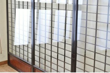 古民具　骨董　ガラス格子戸4枚セット(ガラス戸)