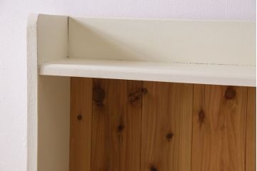 アンティーク家具　アンティーク　パタパタ扉付き!ナラ材製の気泡ガラス入りペイント本棚(マガジンラック)(2)