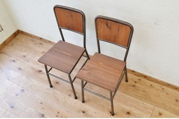 アンティーク家具　古い鉄脚のシンプルな椅子(イス)5