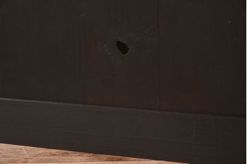 アンティーク家具　六尺　古民具・骨董　横桟ガラス引き戸の水屋箪笥ローボード(食器棚、収納棚、テレビ台、キャビネット)