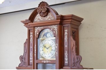 アンティーク雑貨　◆中古　最高級総花梨無垢材の螺鈿象嵌特大ホールクロック(カリン材)