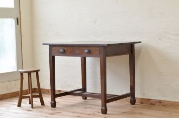 アンティーク家具　★古いナラ材の上質なアンティーク平机(テーブル)