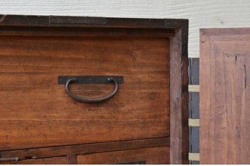 アンティーク家具　☆古民具　骨董　二段重ね観音開き時代箪笥