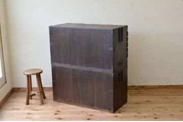 アンティーク家具　☆古民具　骨董　二段重ね観音開き時代箪笥