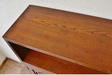 アンティーク家具　タモ材の上質な色ガラス入り本箱(ブックケース)