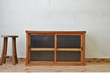 アンティーク家具　前面欅!モールガラスアンティーク収納棚