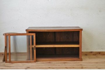 アンティーク家具　前面欅!モールガラスアンティーク収納棚
