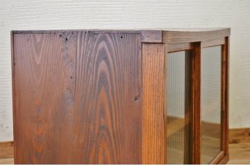 アンティーク家具　前面欅!モールガラスアンティーク収納棚