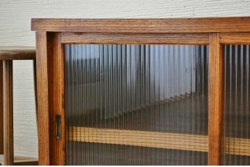 アンティーク家具　前面欅!モールガラスアンティーク収納棚