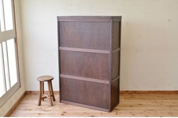 アンティーク家具　作業台付きモールガラスアンティーク食器棚