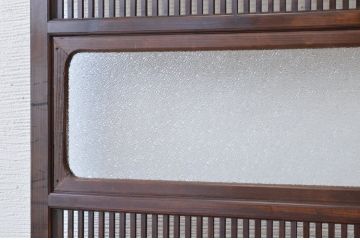 ★古民具　骨董　腰板欅材ダイヤガラス格子戸1枚