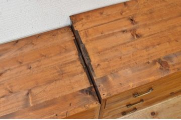 アンティーク家具　◇古民具　骨董　三段重ね前黒柿時代箪笥