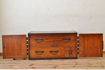アンティーク家具　明治時代　観音開き時代箪笥ローチェスト(ローボード)