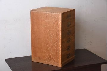 【O様ご成約済み・ご決済用】ネームプレート取っ手　ナラ材製のアンティーク小引き出し