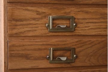 【O様ご成約済み・ご決済用】ネームプレート取っ手　ナラ材製のアンティーク小引き出し