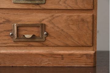 【O様ご成約済み・ご決済用】ネームプレート取っ手　ナラ材製のアンティーク小引き出し