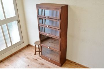 アンティーク家具　古材で作った縦型パタパタ収納棚(下駄箱)