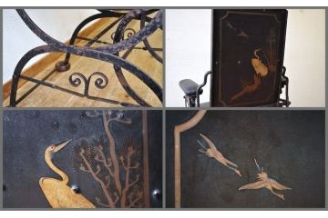 アンティーク雑貨　希少!明治時代の蒔絵入りバーバーチェア(床屋椅子)